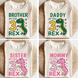 Camiseta Mommy of the Three-Rex Matching Dinosaur Birthday