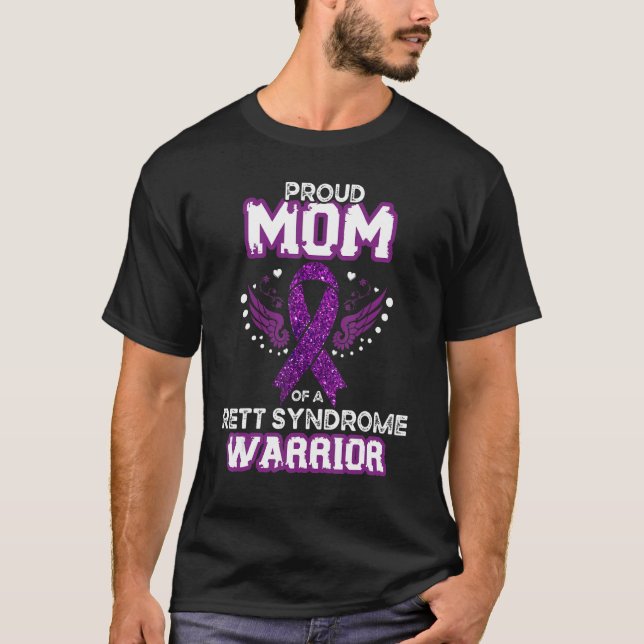 Camiseta Mommy Proud Mom Of A Rett Syndrome Warrior RTT Awa (Anverso)
