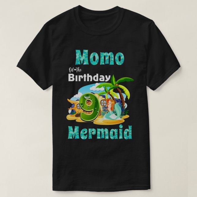 Camiseta Momo De Sirena Cuta Del Noveno Cumpleaños (Diseño del anverso)
