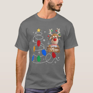 Camiseta Momo Reindeer ilumina árbol de navidad lindo Chris