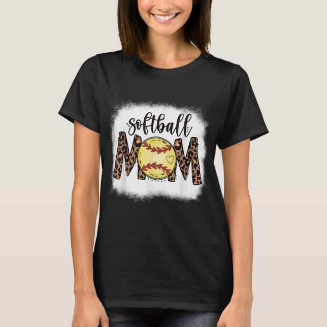 Camiseta Moms Softball Leopard Bleached Women's Softball Mo (Anverso)