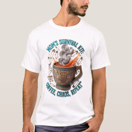 Camiseta Mom's Survival Kit Tee | Coffee Chaos Repeat Funny
