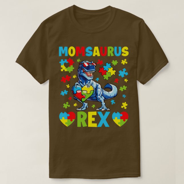 Camiseta Momsauro divertido Autismo Día de Conciencia Dinos (Diseño del anverso)