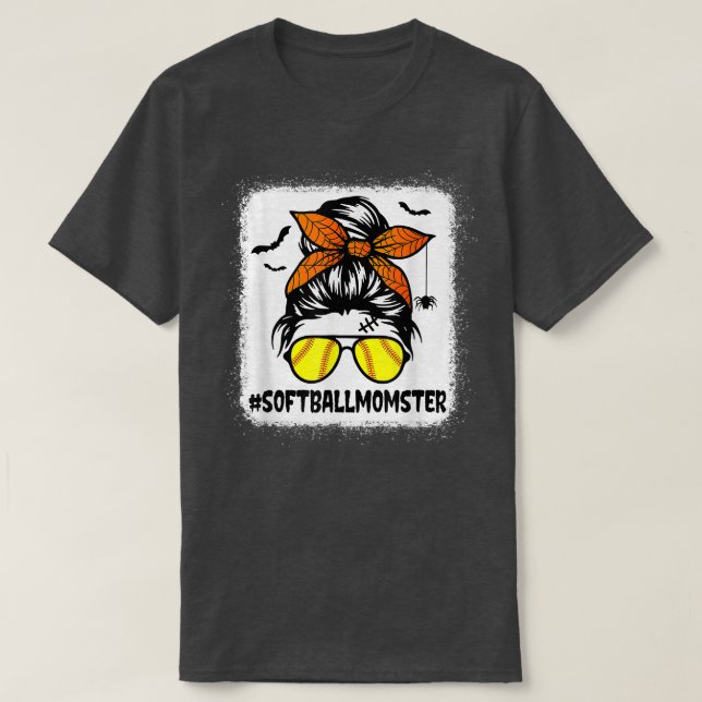 Camiseta Momster De Softbol Para Mujeres Halloween Mamá Mes (Diseño del anverso)