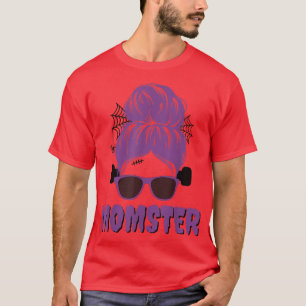 Camiseta Momster Frankenstein Messy Bun Funny Mom Halloween