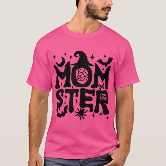 Camiseta Momster Funny Halloween Mom Design boy family frie (Anverso)