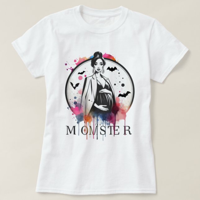 Camiseta Momster Halloween Baby Invitación (Diseño del anverso)