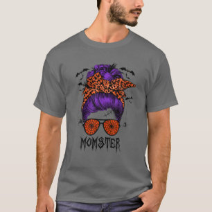 Camiseta Momster Halloween disfraces Madre Spider Messy Bun