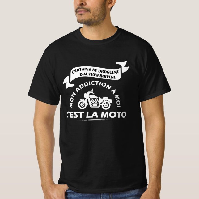 Camiseta Mon addiction à moi la moto homme cadeau (Anverso)