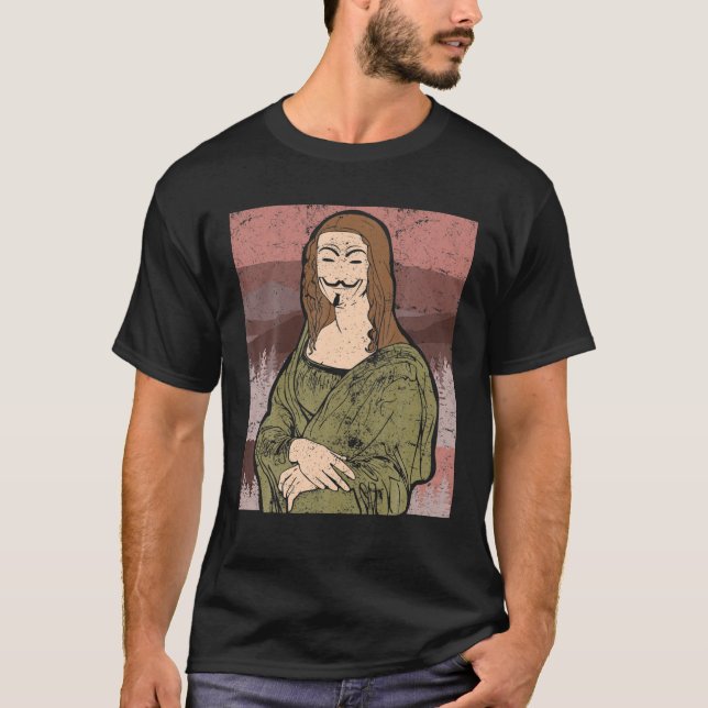 Camiseta Mona Lisa Anonymous Mask Hacker Mask Programador (Anverso)