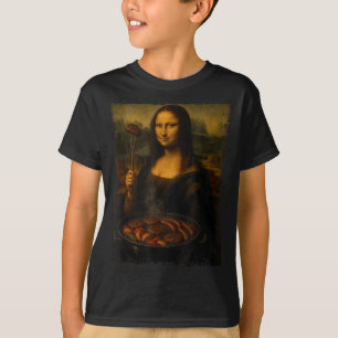 Camiseta Mona lisa asando barbacoa divertido