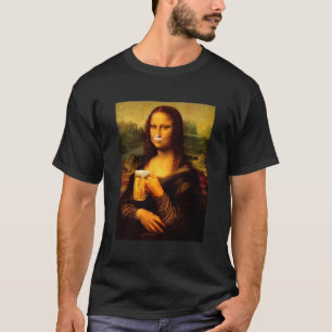 Camiseta Mona Lisa bebiendo cerveza, amante de las cervezas