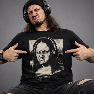 Camiseta Mona Lisa Cara de Bajo Amantes de la Música DJs
