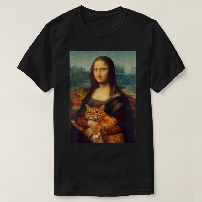 Camiseta Mona Lisa + Cat T-Shirt T-Shirt (Diseño del anverso)