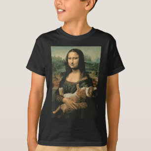 Camiseta Mona Lisa Con Pintura De Arte Graciosa De Gato Nar