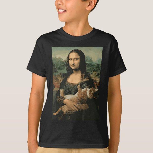 Camiseta Mona Lisa Con Pintura De Arte Graciosa De Gato Nar (Anverso)