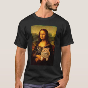 Camiseta Mona Lisa con su gato Amantes de mascotas (piel de