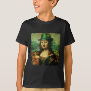 Camiseta Mona Lisa divertida sombrero de trébol del día de