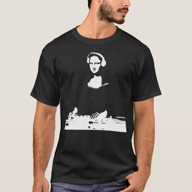 Camiseta Mona Lisa Dj Art - Funny Edm Techno Rave Music (Anverso)