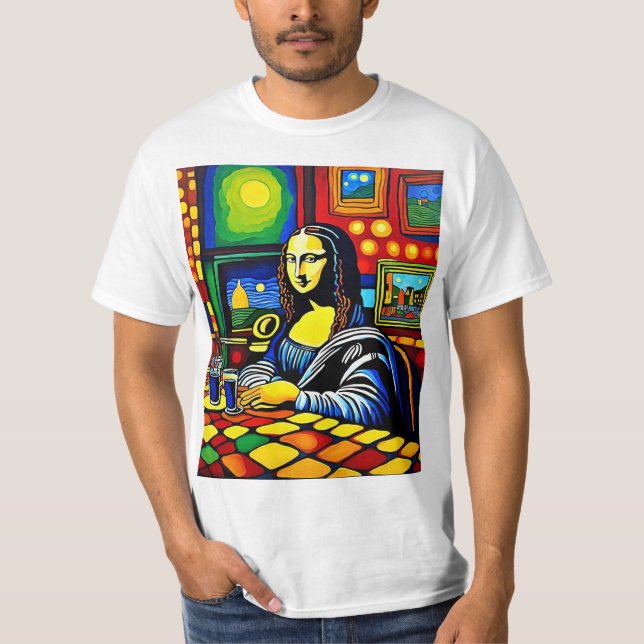 Camiseta Mona Lisa en el Café 2 (Anverso)