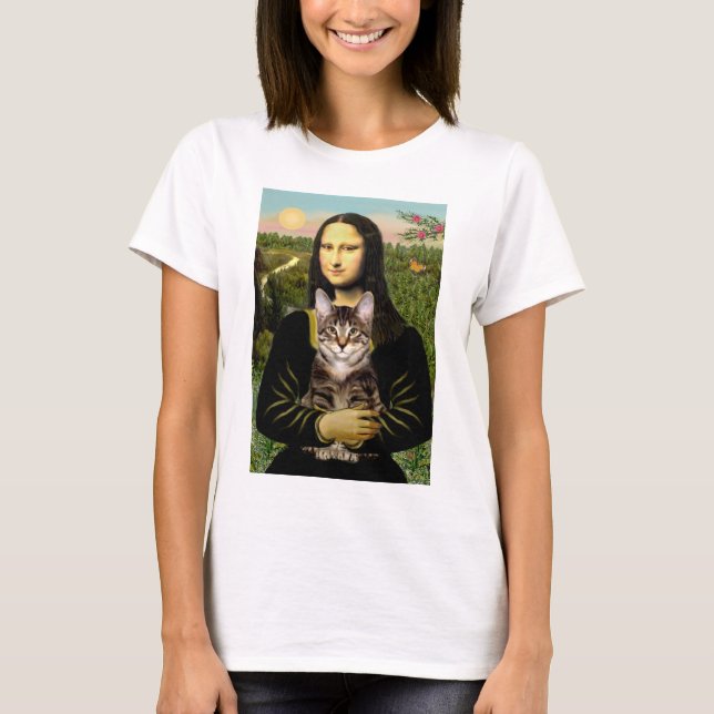 Camiseta Mona Lisa - gato atigrado tabby marrón (Anverso)