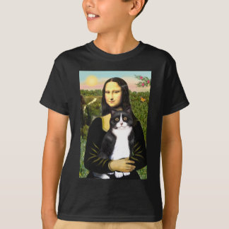Camiseta Mona Lisa - gato blanco y negro