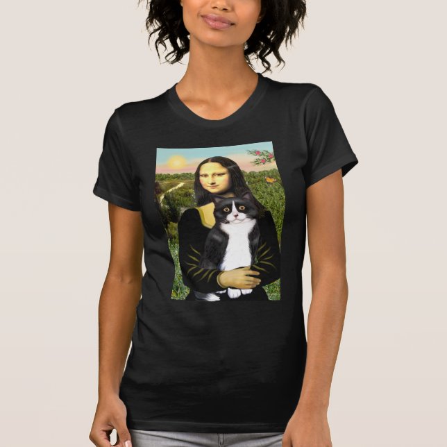 Camiseta Mona Lisa - gato blanco y negro (Anverso)