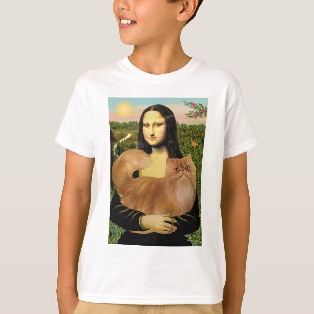 Camiseta Mona Lisa - gato persa rojo (Anverso)