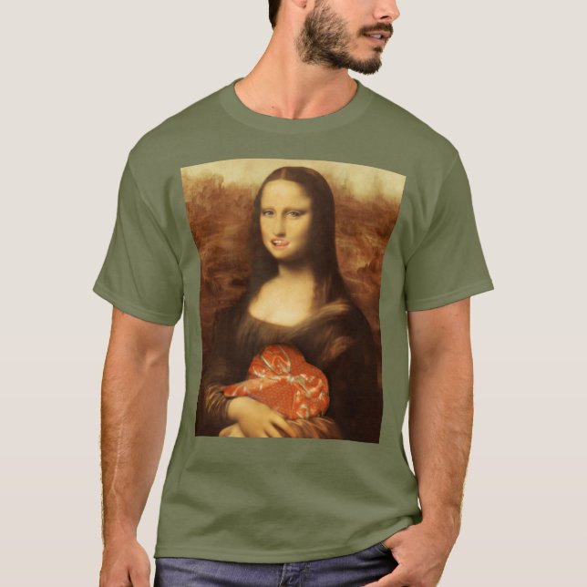 Camiseta Mona Lisa Heart Valentine's Day Kiss (Anverso)
