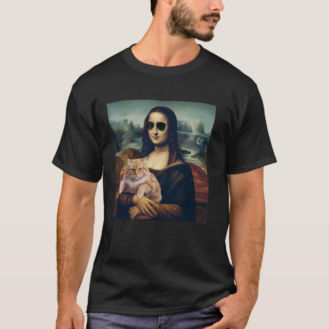 Camiseta Mona Lisa Holding Cat Kitty Funny Cats Lover Cat D (Anverso)