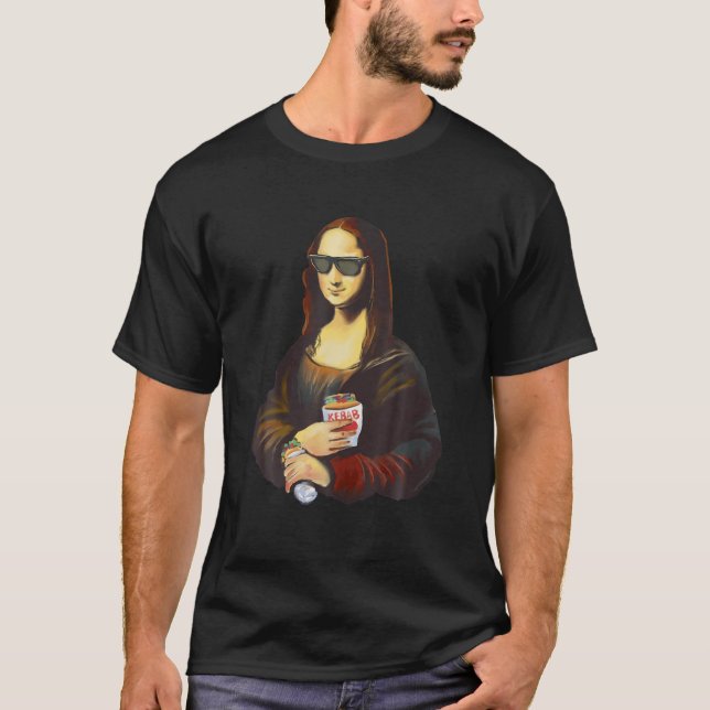 Camiseta Mona Lisa Leonardo Da Vinci Sunglass Kebab Art Pai (Anverso)