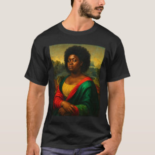 Camiseta Mona Lisa Negra Mirada de Reojo Mujer Afro Histori
