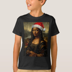 Camiseta Mona Lisa Negra Santa de Navidad Afroamericano H