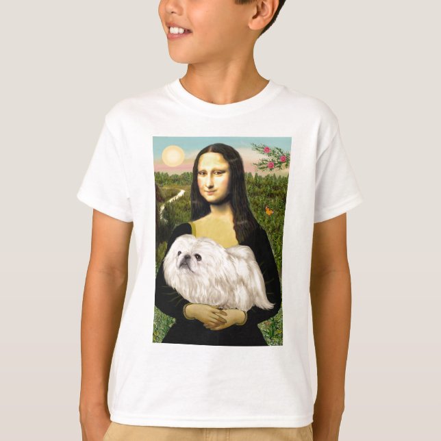 Camiseta Mona Lisa - Pequinés blanco (#4) (Anverso)