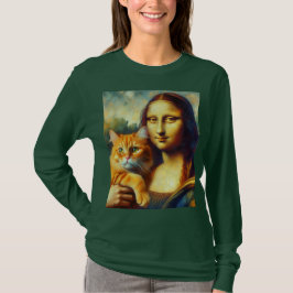 Camiseta Mona Lisa pintando La Gioconda con un gato