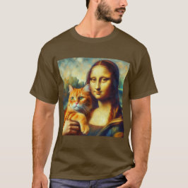 Camiseta Mona Lisa pintando La Gioconda con un gato