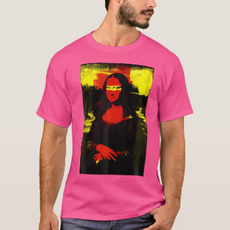 Camiseta Mona Lisa Punk de Arte Moderno Amarillo Rojo Leona
