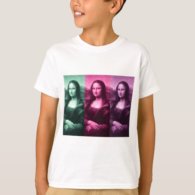 Camiseta Mona Lisa Púrpura Rosa Verde (Anverso)