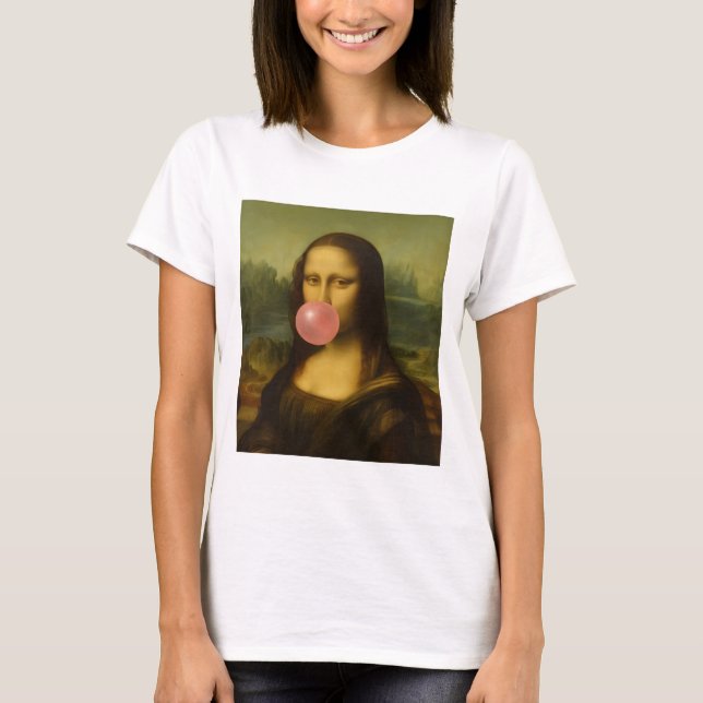 Camiseta Mona Lisa Soplando Goma Rosa (Anverso)
