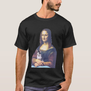 Camiseta Mona Lisa sosteniendo gato Papá gato Mamá gato Gat