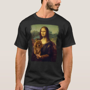 Camiseta Mona Lisa sosteniendo un caniche Arte de perro lin