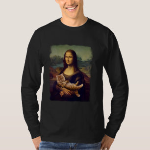 Camiseta Mona Lisa sosteniendo un gato divertido parodia de