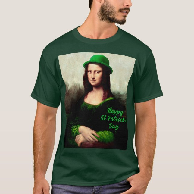 Camiseta Mona Lisa St. Patrick's Day Clover (Anverso)