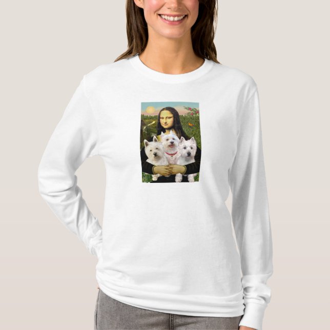 Camiseta Mona Lisa - Westies (tres) (Anverso)