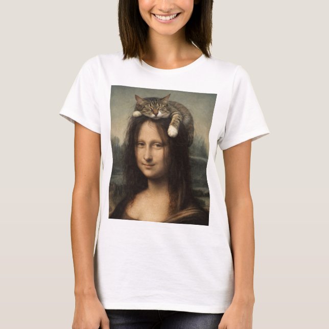 Camiseta Mona Lisa With Sleeping Cat                        (Anverso)