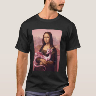 Camiseta Mona Lisa y su dragón mascota Retrato de la mascot