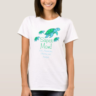 Camiseta Mona "Super Mamá" Té Tortugas Marinas Madre