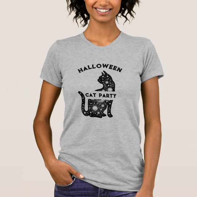 Camiseta monada chica negra de la fiesta de halloween T-Shi (Anverso)
