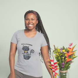 Camiseta monada chica negra de la fiesta de halloween T-Shi