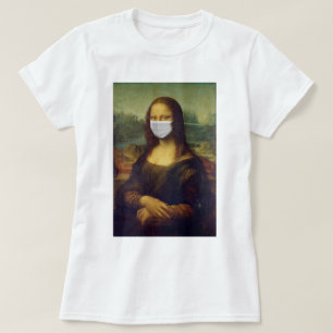 Camiseta Monalisa divertida lleva una máscara facial de cor
